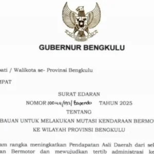 Gubernur Bengkulu Imbau Pemilik Kendaraan Plat Luar Segera Mutasi, Tawarkan Intensif