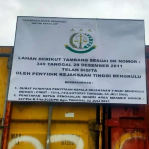 Kejati Bengkulu Sita Tambang Batubara PT RSM, Kerugian Negara Diduga Capai Ratusan Miliar