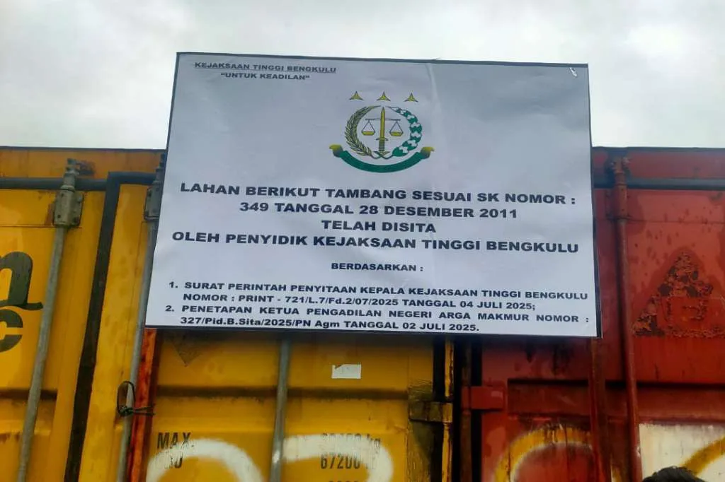 Kejati Bengkulu Sita Tambang Batubara PT RSM, Kerugian Negara Diduga Capai Ratusan Miliar