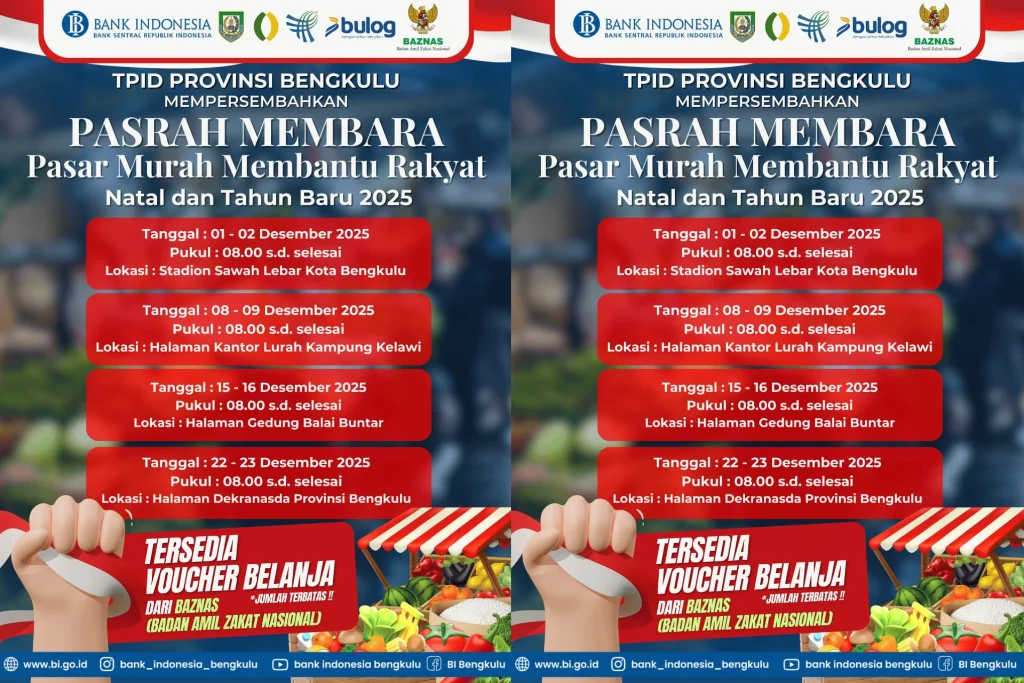 Tekan Inflasi Jelang Nataru, Bengkulu Gelar Pasar Murah Pasrah Membara di Empat Titik
