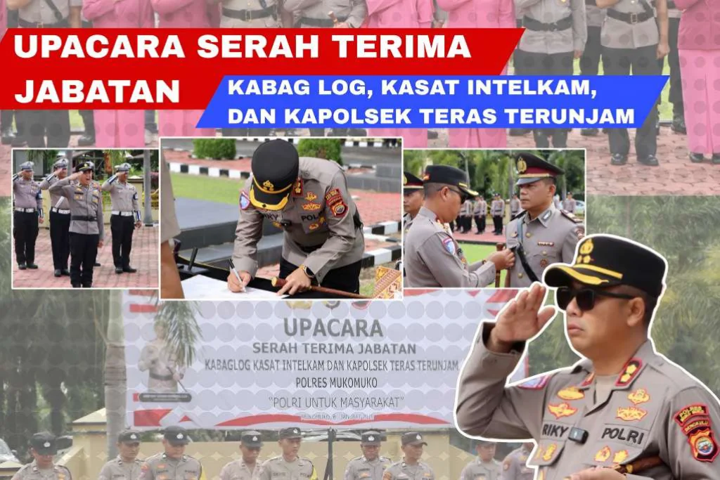 Kapolres Mukomuko Pimpin Sertijab Kabag Log, Kasat Intelkam, dan Kapolsek Teras Terunjam