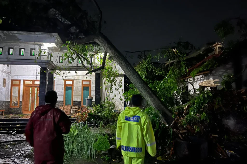 Pasca Pohon Tumbang, Polres Blitar Kota Imbau Warga Waspada Cuaca Ekstrem