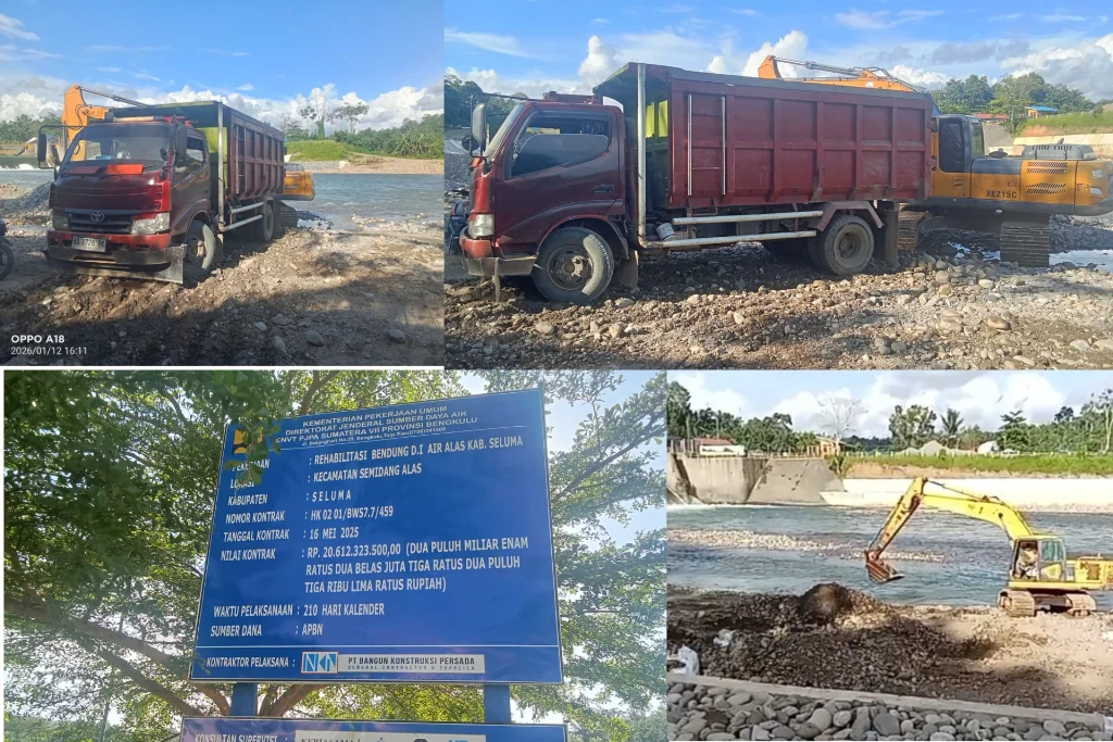 Legalitas Pengambilan Batu Sungai pada Proyek Rehabilitasi Bendung Air Alas Disorot