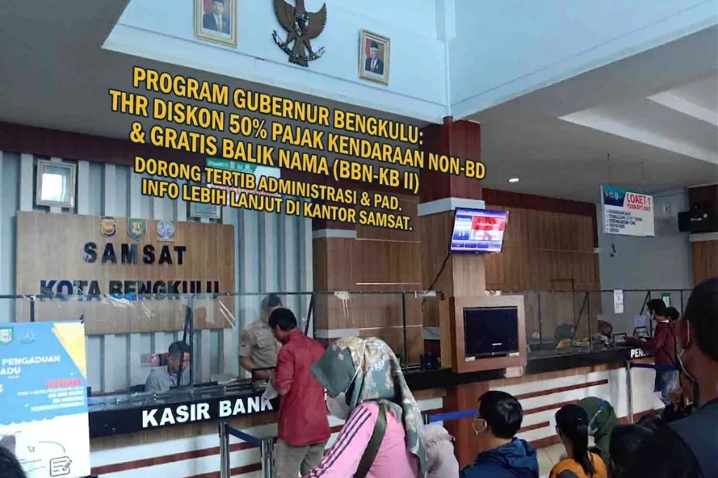 Program Diskon 50 Persen Mutasi Kendaraan Bengkulu Berlaku April-Agustus 2026