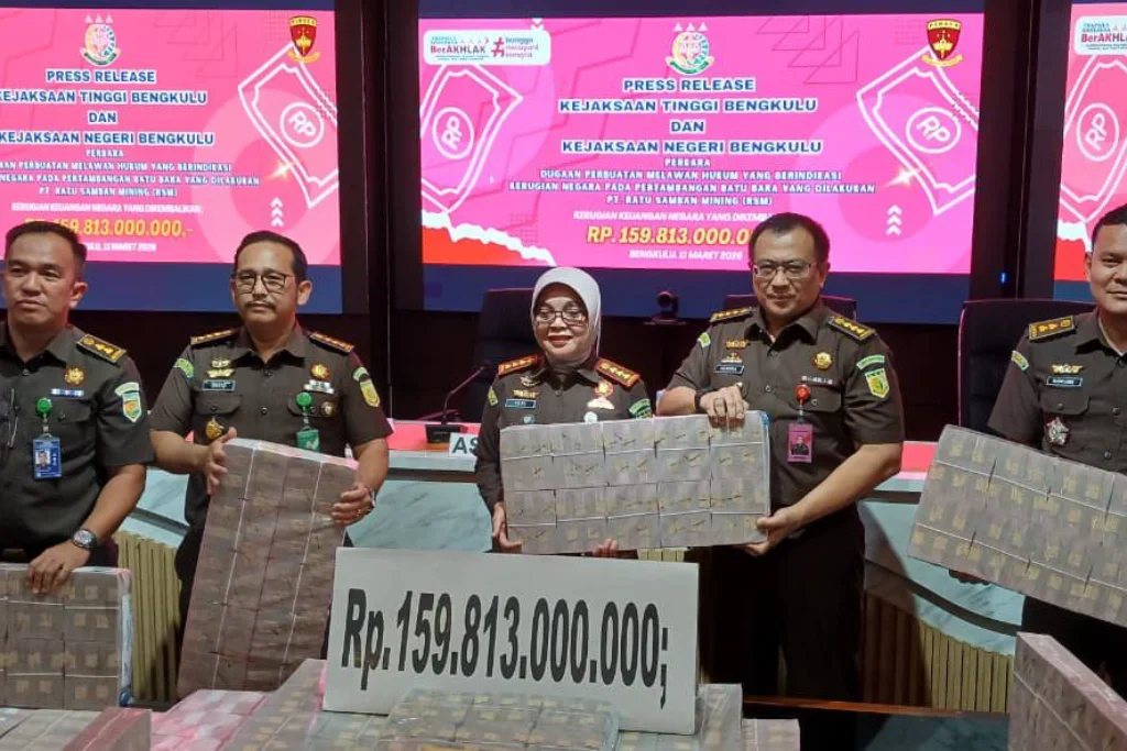 Rp159,8 Miliar Korupsi Sektor Pertambangan Disetor ke Kejati Bengkulu