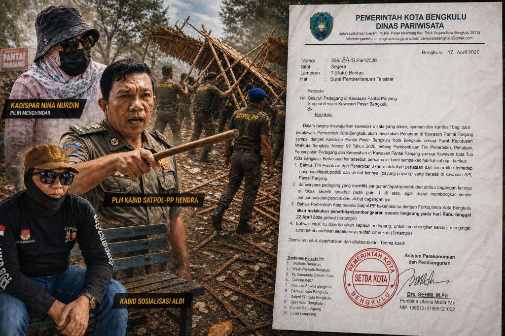 Ditanya Saat Pembongkaran Pondok Pedagang Pantai Panjang, Kadispar Kota Menghindar, Satpol-PP: Ini Tanah Pemerintah!