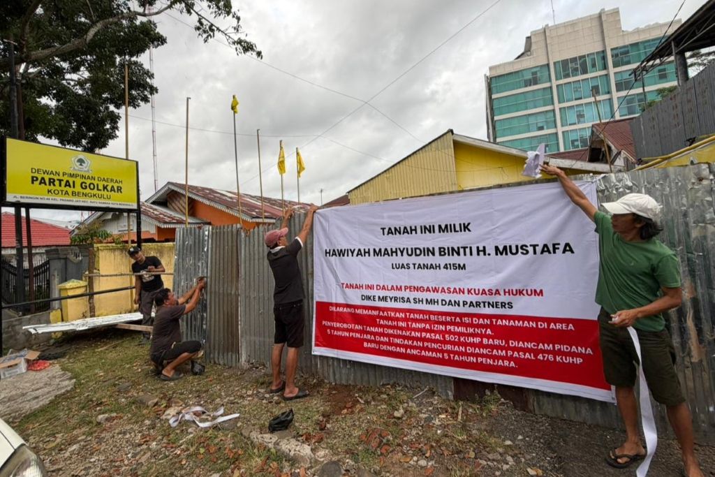 Sengketa Memanas, Ahli Waris Segel dan Pagar Lahan Kantor Partai Golkar Kota Bengkulu