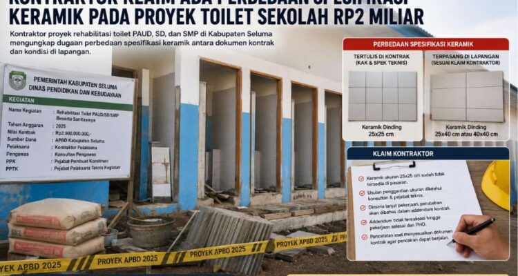 Proyek Toilet Disdikbud Seluma Bermasalah, Kontraktor Akui Adanya Perbedaan Kontrak dan Fisik Proyek Toilet Disdikbud Kabupaten Seluma Bermasalah, Kontraktor Akui Adanya Perbedaan Kontrak dan Fisik