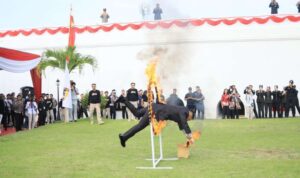 Aksi Spontan Kapolda dan Wakapolda Bengkulu Lompati Ring Api di Hari Bhayangkara ke-80
