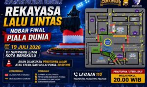 Nobar Final Piala Dunia di Simpang Lima, Satlantas Polresta Bengkulu Terapkan Rekayasa Lalu Lintas Nobar Final Piala Dunia di Simpang Lima, Satlantas Polresta Bengkulu Terapkan Rekayasa Lalu Lintas
