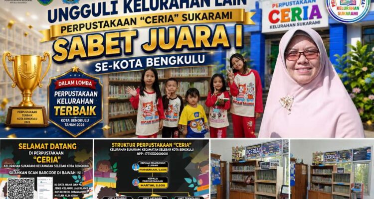 Ungguli Kelurahan Lain, Perpustakaan 'CERIA' Sukarami Sabet Juara I Se-Kota Bengkulu Ungguli Kelurahan Lain, Perpustakaan 'CERIA' Sukarami Sabet Juara I Se-Kota Bengkulu