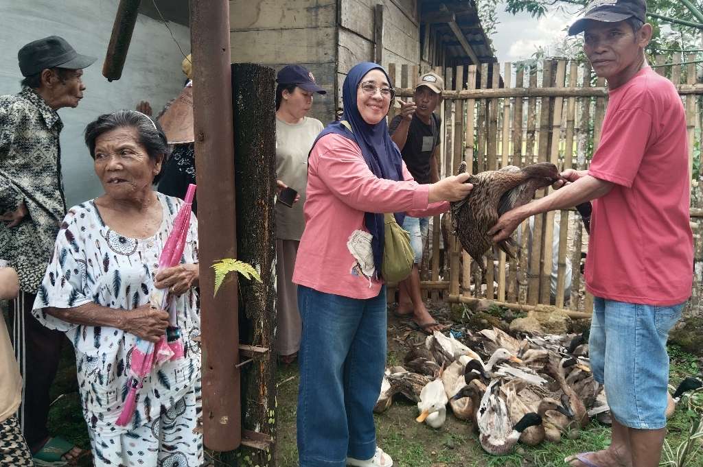 Program Ketahanan Pangan, Pemdes Tabeak Dipoa Bagikan Itik ke Warga