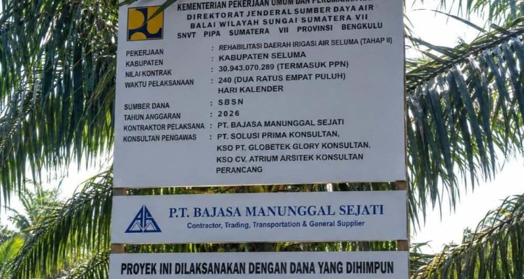 Proyek Irigasi Rp30,9 Miliar di Seluma Disorot, Warga Pertanyakan Mutu dan Perencanaan Pekerjaan