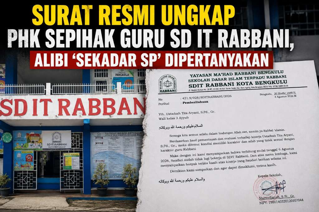 Surat Resmi Ungkap PHK Sepihak Guru SD IT Rabbani, Alibi 'Sekadar SP' Dipertanyakan