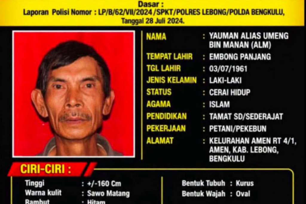 Predator Anak Buron! Polres Lebong Sebar DPO Kakek 65 Tahun Kasus Persetubuhan Anak Predator Anak Buron! Polres Lebong Sebar DPO Kakek 65 Tahun Kasus Persetubuhan Anak