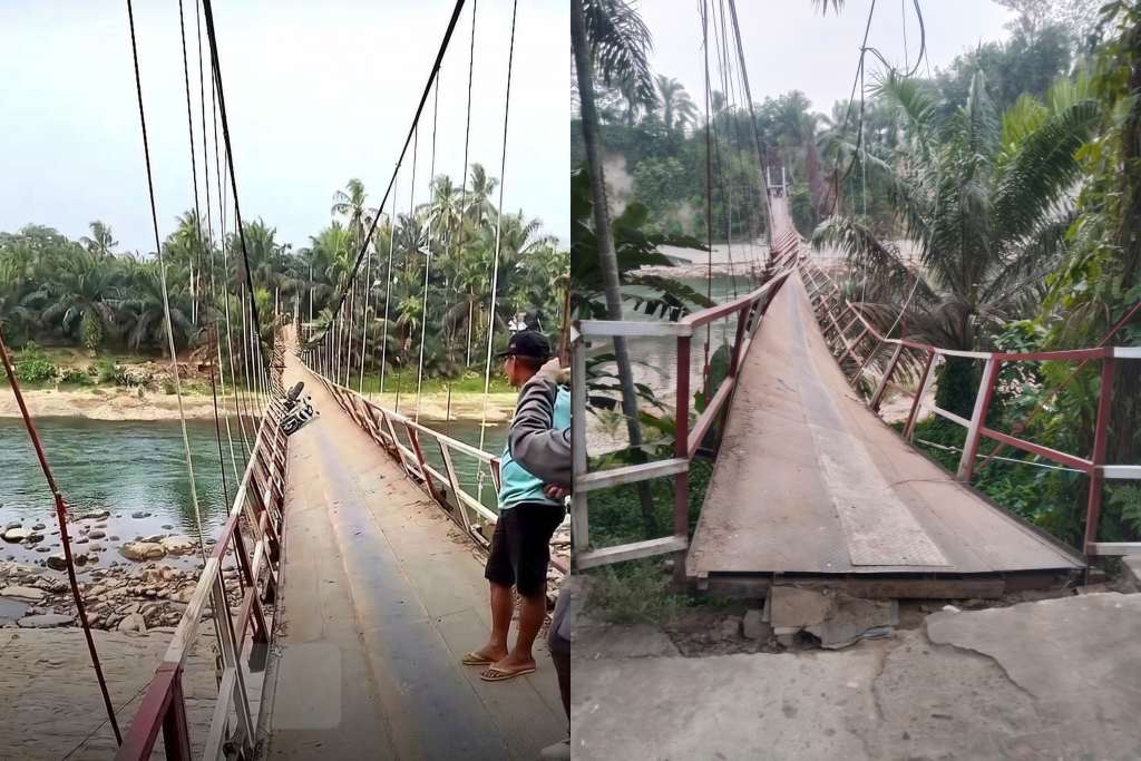 Baru Lima Bulan Direhab Jembatan Gantung Garuda Seluma Sudah Nyaris Putus