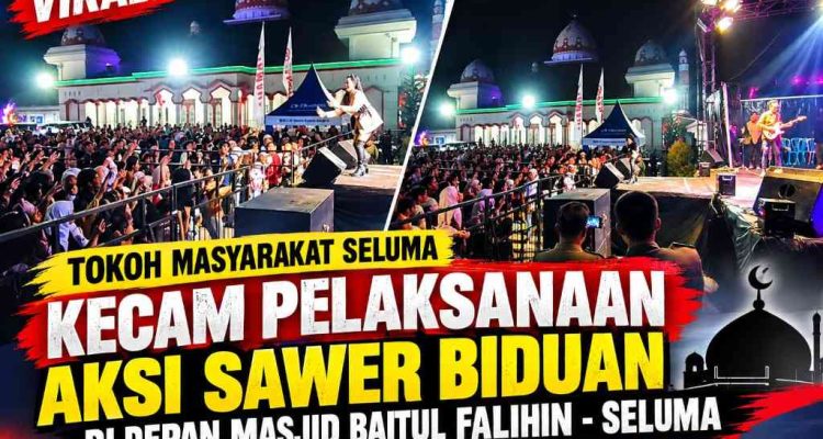 Sorotan Tajam Panggung Dangdut & Sawer-Saweran di Halaman Masjid Agung Baitul Falihin