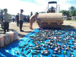 533 Botol Miras Hasil Operasi Pekat Nala Dimusnahkan Polres Bengkulu Tengah