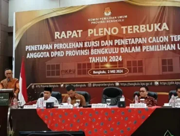 Rapat Pleno Terbuka KPU Provinsi Bengkulu Penetapan 45 Anggota DPRD Provinsi Bengkulu 2024-2029