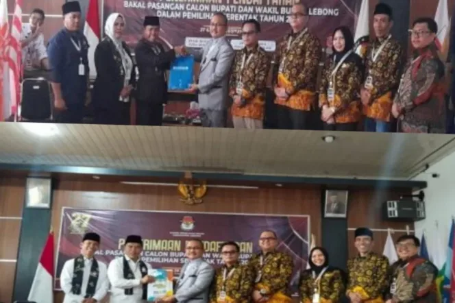 
Atas, Calon Bupati Kopli Ansori-Roiyana. Bawah, Calon Bupati Azhari-Bambang