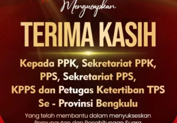 KPU Provinsi Bengkulu Mengucapkan Terima Kasih Kepada Seluruh Jajaran Yang Membantu Mensukseskan Pilkada Serentak 2024 di Bengkulu