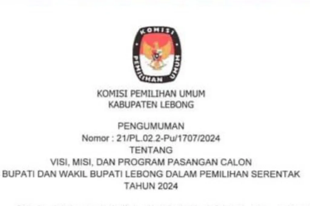 KPU Lebong Umumkan Visi-Misi Cakada Lebong 2024, Cek Linknya