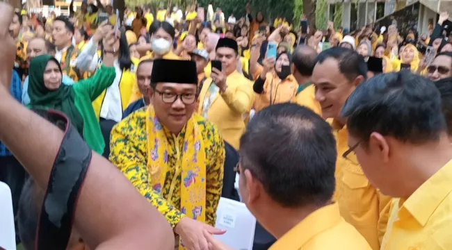 Ridwan Kamil bersama Suswono saat hadir di Acara Apel Pemenangan RIDO di Kantor Golkar DKI Jakarta 