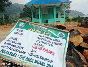 Anggaran Yang Digelontorkan Desa Muara Dua Kecamatan Nasal Kabupaten Kaur Untuk Membangun Gedung Posyandu Ini Dinilai Terlalu Besar