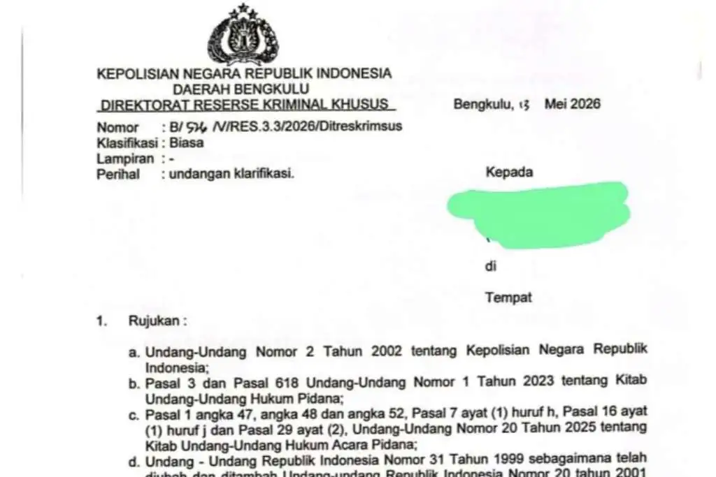Dugaan Korupsi Proyek 8 Pustu Rp3,4 Miliar di Seluma Diperiksa Polda Bengkulu