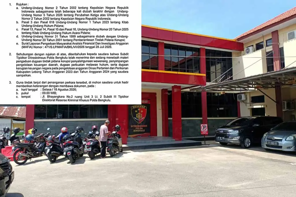 Polda Bengkulu Usut Dugaan Korupsi Dinas Pertanian dan Perikanan Lebong Tahun 2023-2024