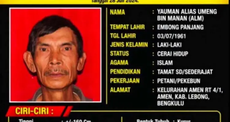 Predator Anak Buron! Polres Lebong Sebar DPO Kakek 65 Tahun Kasus Persetubuhan Anak Predator Anak Buron! Polres Lebong Sebar DPO Kakek 65 Tahun Kasus Persetubuhan Anak