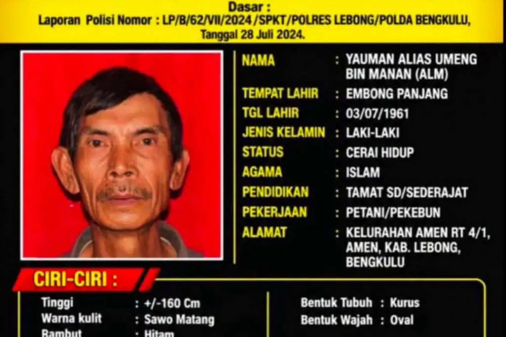 Predator Anak Buron! Polres Lebong Sebar DPO Kakek 65 Tahun Kasus Persetubuhan Anak Predator Anak Buron! Polres Lebong Sebar DPO Kakek 65 Tahun Kasus Persetubuhan Anak