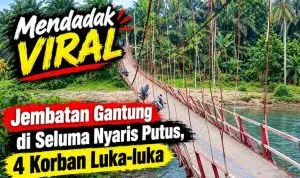 Jembatan Gantung Bandung Agung–Gelombang Seluma Nyaris Putus, Empat Petani Terluka Jembatan Gantung Bandung Agung–Gelombang Seluma Nyaris Putus, Empat Petani Terluka