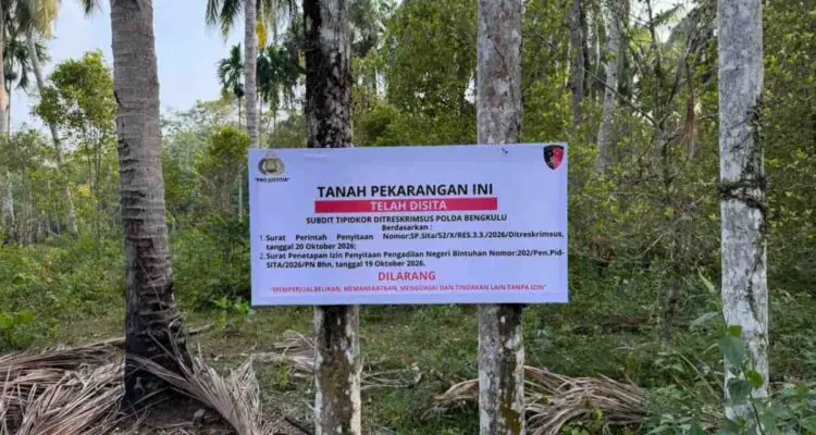 Polda Sita Dua Bidang Tanah Milik Tersangka Kasus Korupsi RSKJ Soeprapto Bengkulu
