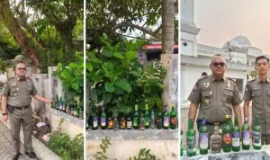 Satpol PP Bengkulu Temukan 21 Botol Bekas Miras di Parkiran Masjid Agung At Taqwa